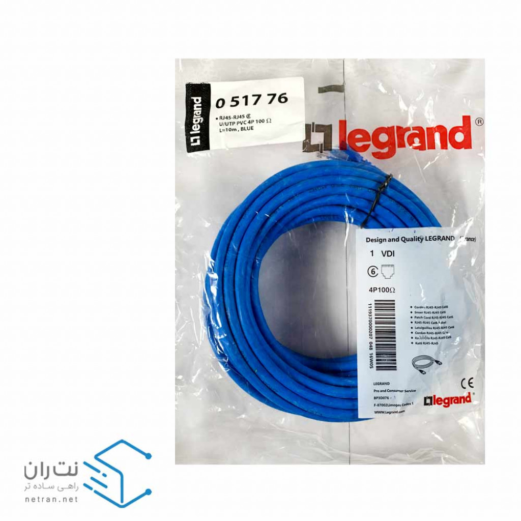 پچ کورد لگراند (کابل لن) Cat6 UTP روکش PVC آبی 10 متری
